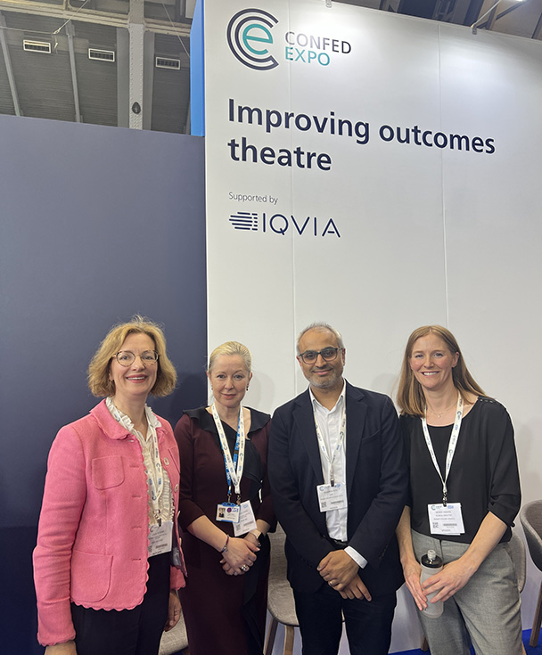 Image showing Louisa Wickham, National Clinical Director for NHS England, Paula Cowan, North-West Medical Director, Primary Eyecare Services’ CEO, Dharmesh Patel and Primary Eyecare Services’ Clinical Director, Wendy Craven at the NHS Confederation ‘Improving Outcomes’ Theatre.